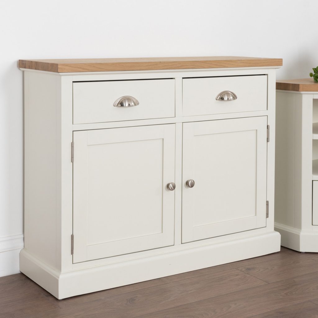 19328-c Farmhouse Style White Silver Sideboard