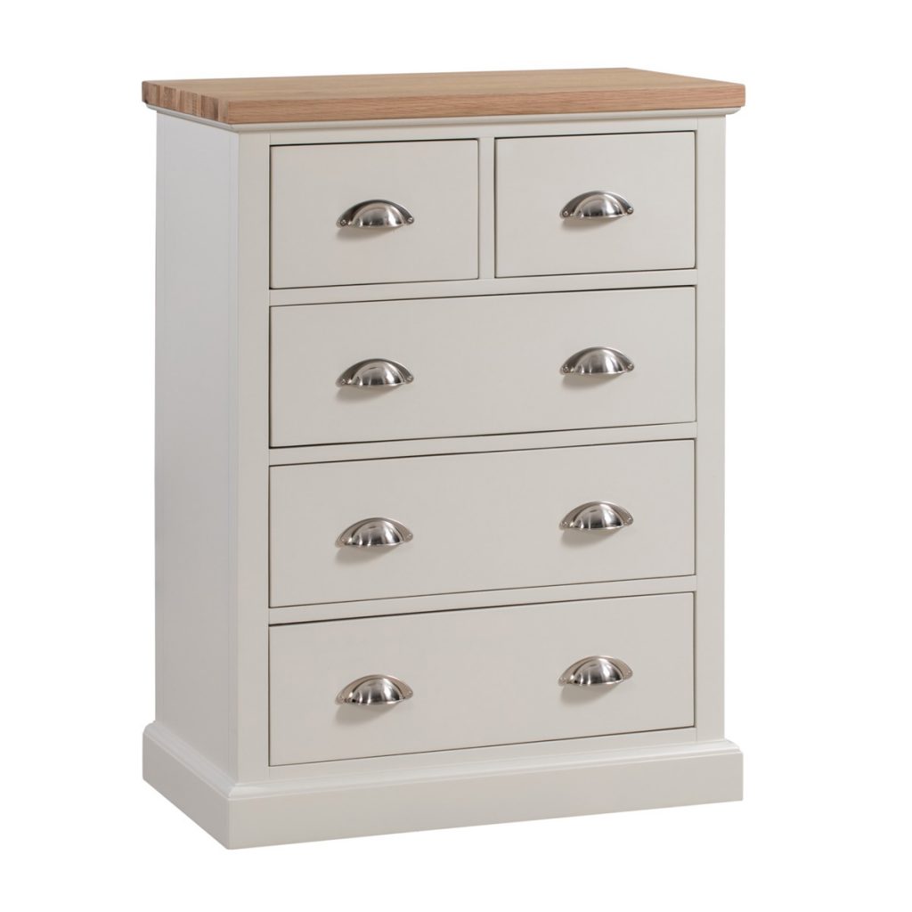 19334 Farmhouse Style White 5 Drawer Chest