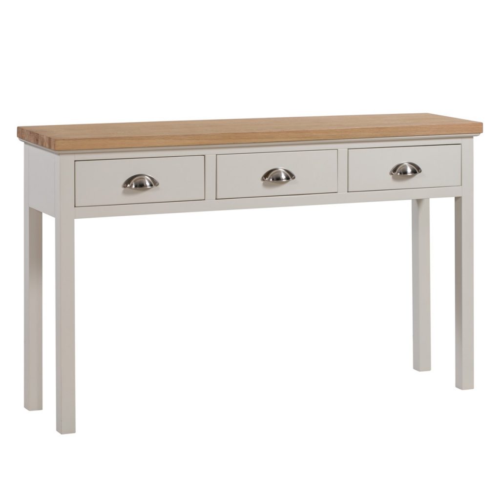 19337 Farmhouse Style White Silver Console Table