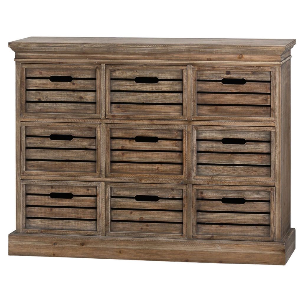 19814 Sturdy Crate Style Wooden Chest of Drawers