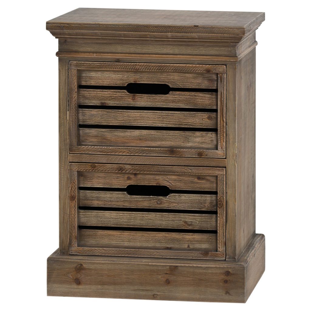 19818 Crate Style Wooden Chest of 2 Drawers