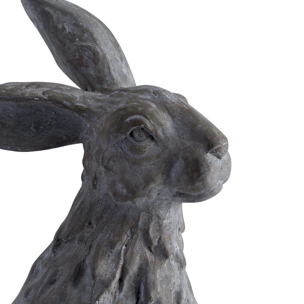 19842-a Large Natural Grey Sitting Hare Statue