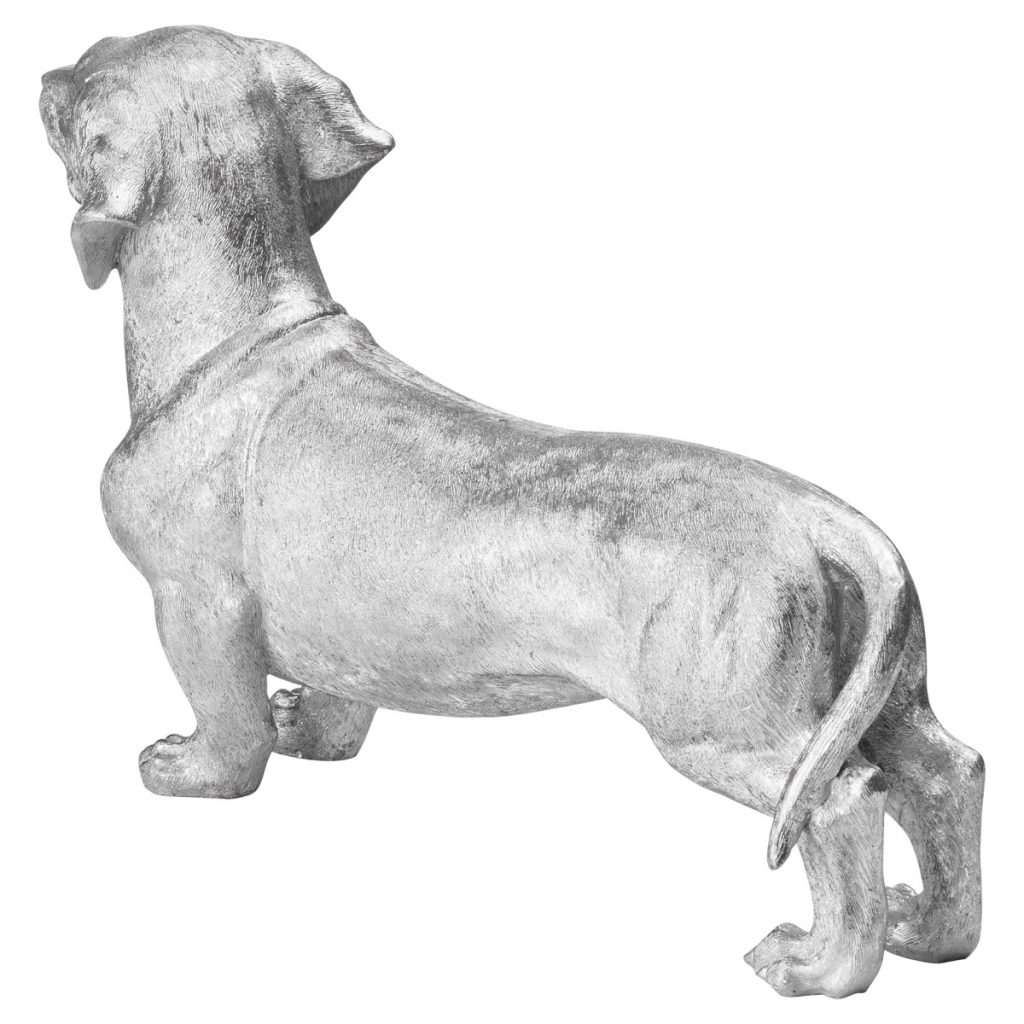 19986-b Antique Silver Dachshund Sausage Dog Ornament