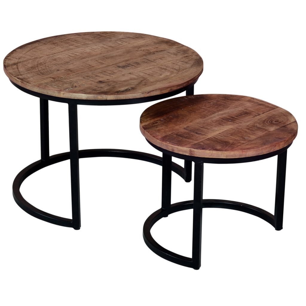 19988 Set of 2 Industrial Style Round Tables