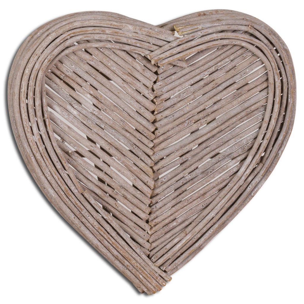 20065 Distressed Grey Wicker Heart Wall Decoration