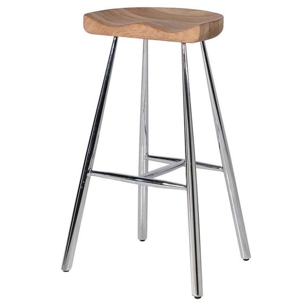 DFC015 Solid Oak Silver Chrome Bar Stool