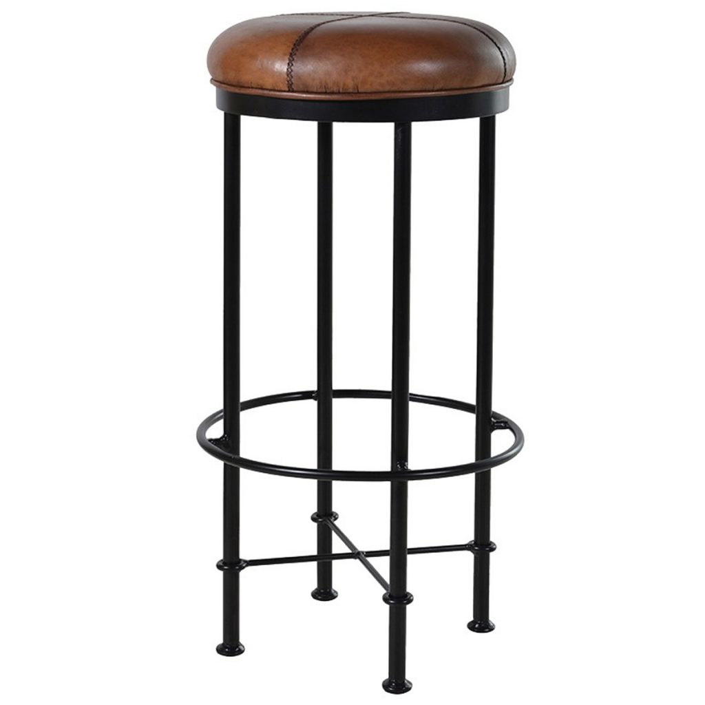 EUR046 Sturdy Light Brown Black Bar Stool