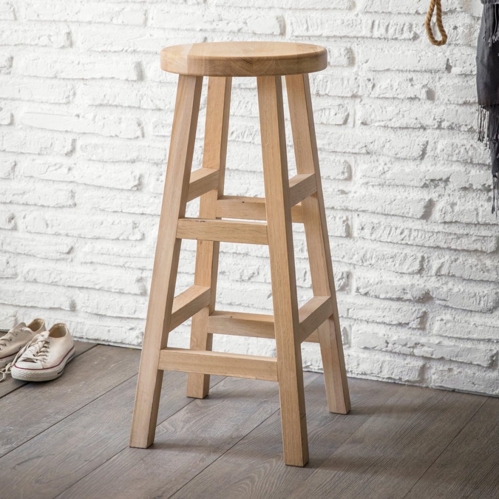 raw oak bar stool