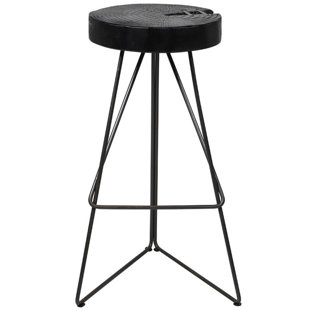 HUM032 Sturdy Black Cut Out Wooden Bar Stool