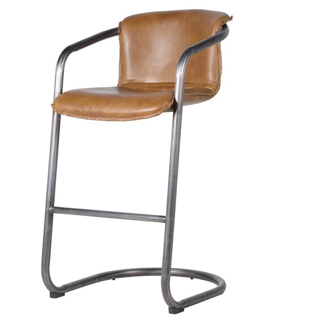 JXF007 Retro Style Brown Leather Bar Chair