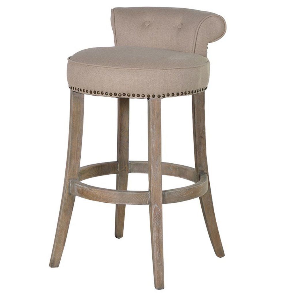 MEY277 Linen Roll Top Upholstered Fabric Bar Stool