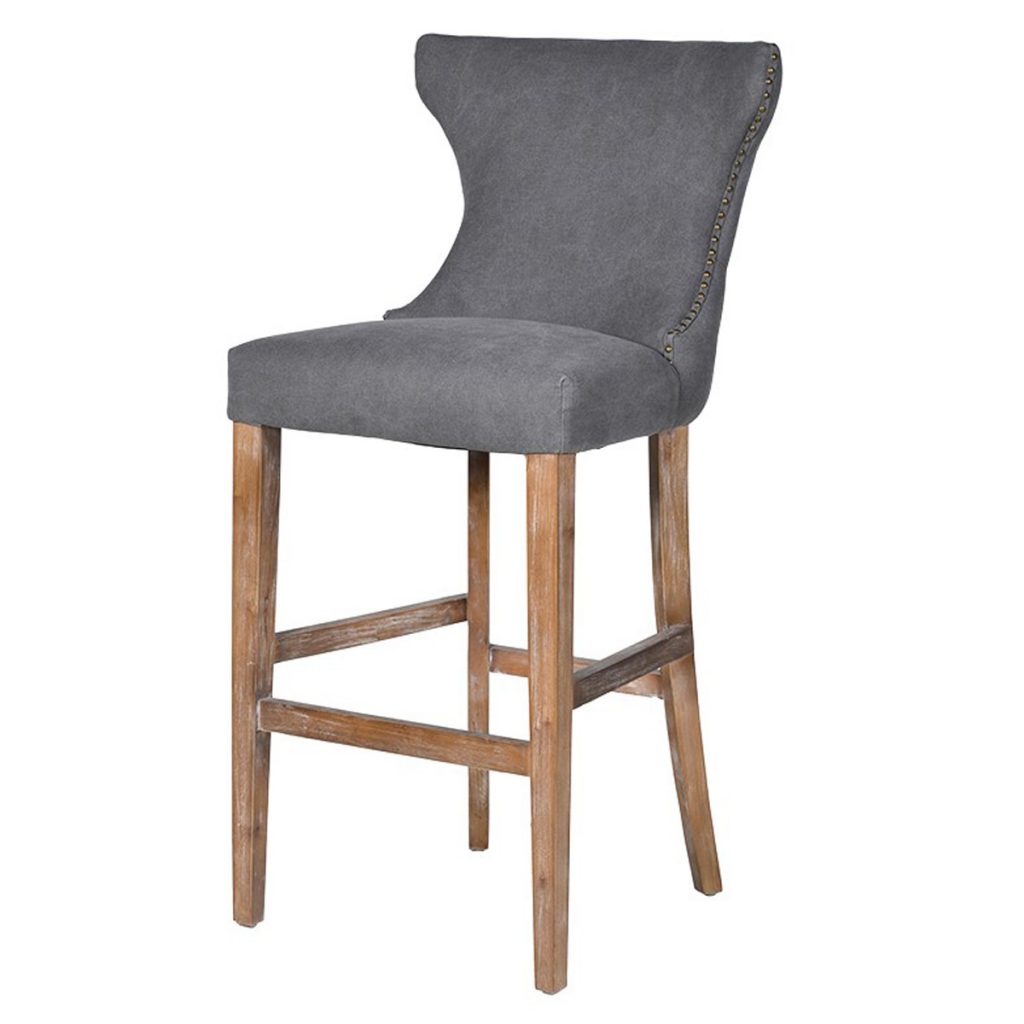 MEY316 Grey Stone Wash Fabric Bar Stool