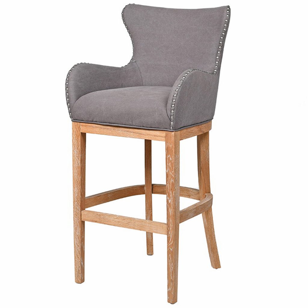 MEY361 Grey Upholstered Ring Back Bar Stool