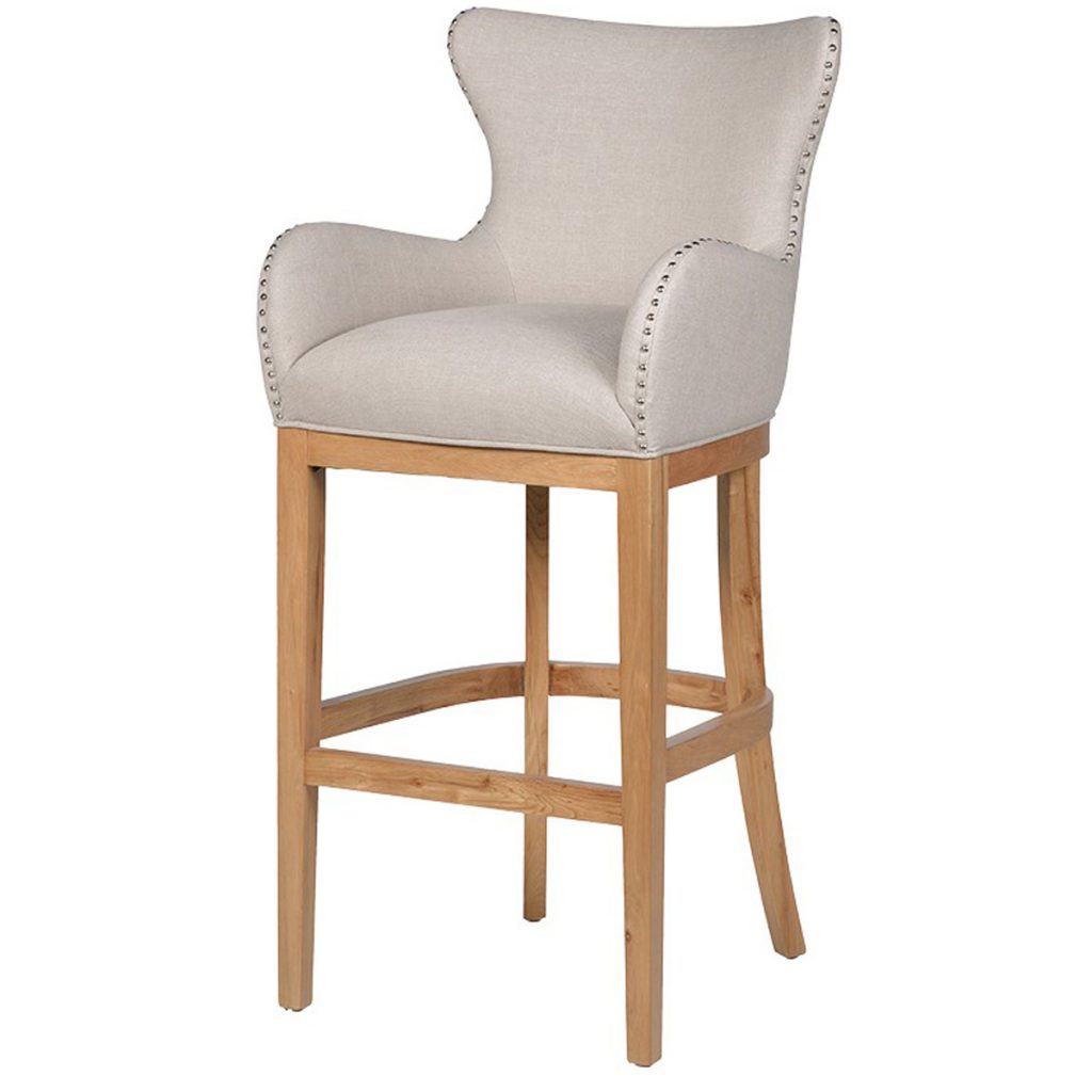 MEY386 Upholstered Ivory Wooden Bar Chair Stool