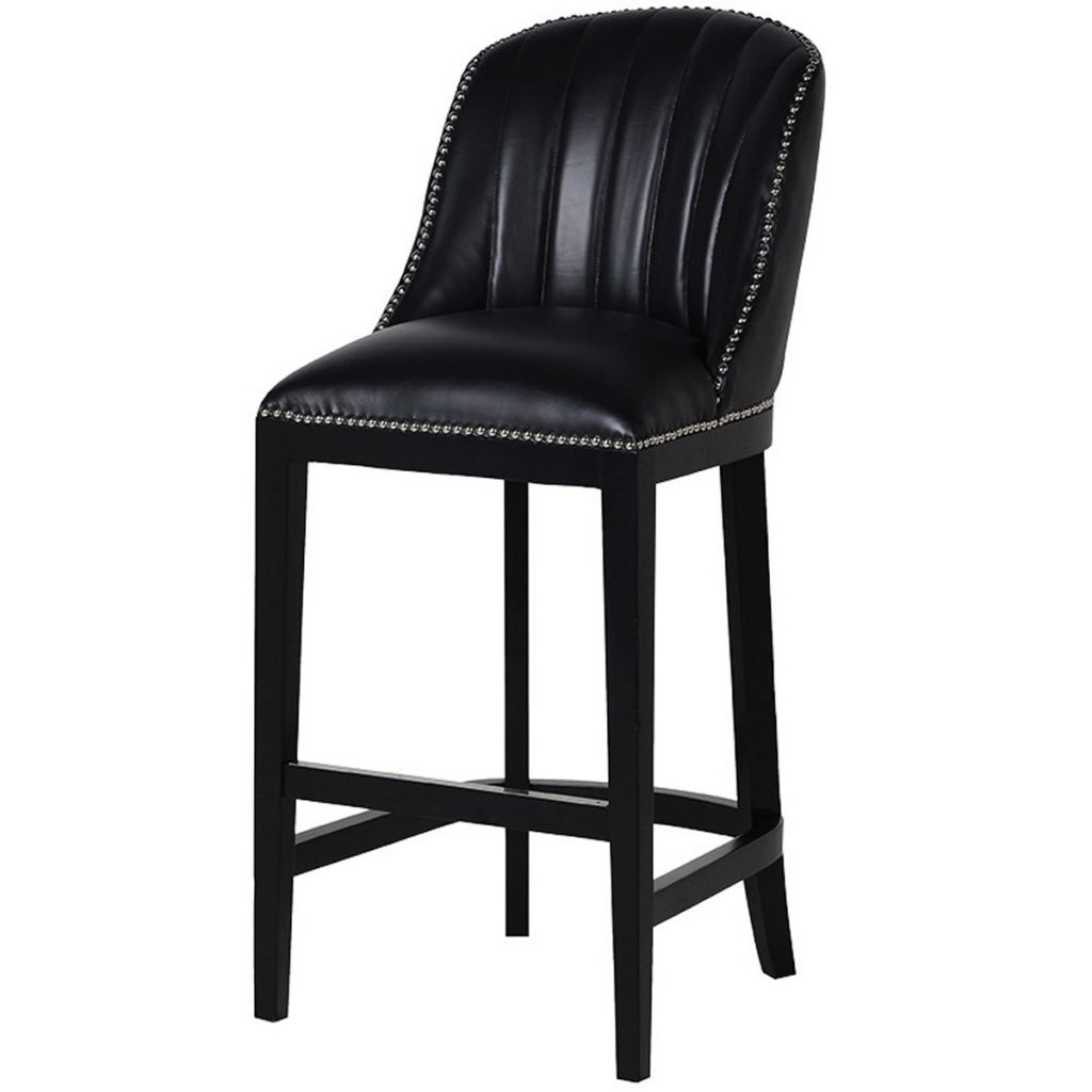 MEY431 Upholstered Black Leather Bar Stool