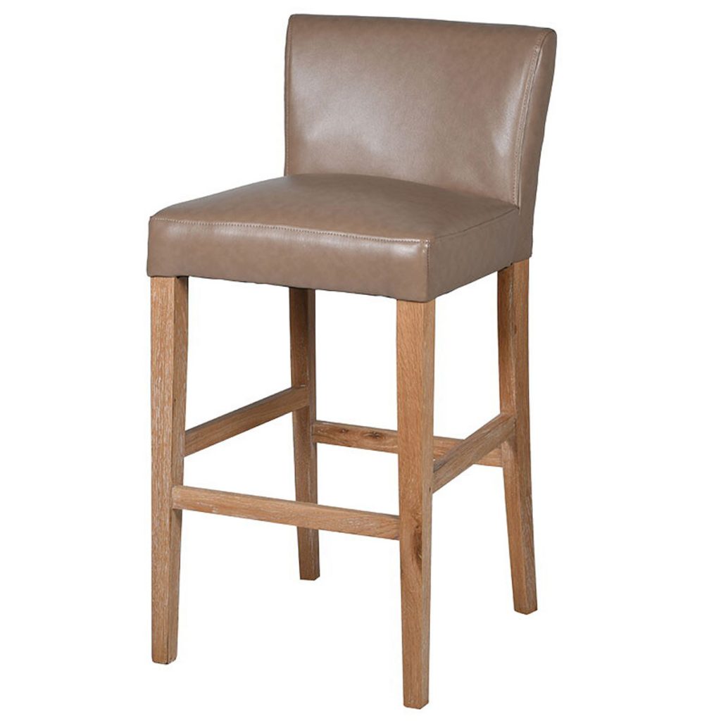 MEY492 Natural Taupe Leather Effect Bar Stool