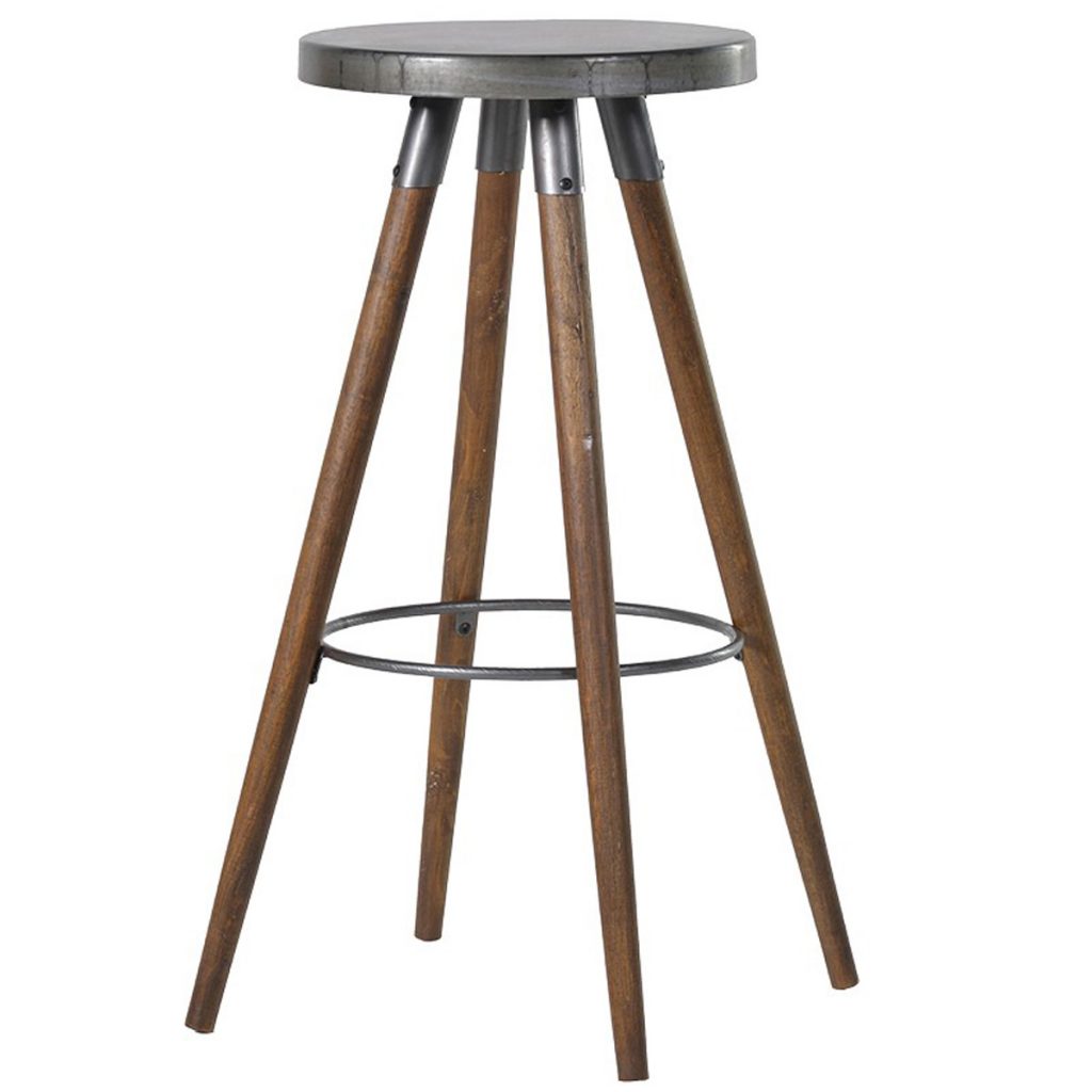 RYH126 Tall Round Grey Metal Wooden Bar Stool