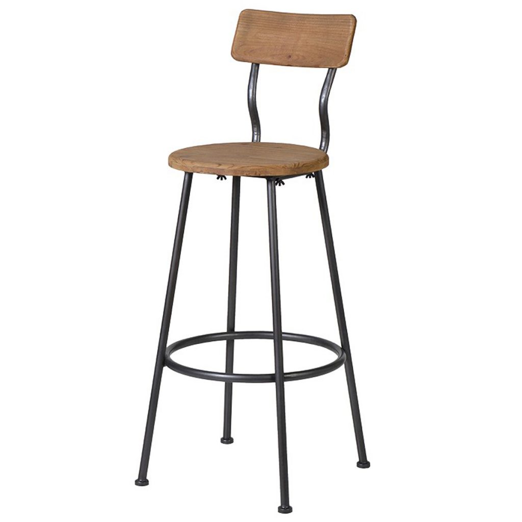 RYH146 Vintage Style Wood Grey Metal Bar Stool