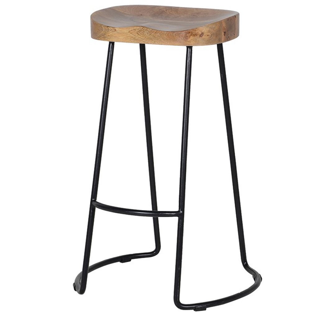 SNI001 Sturdy Natural Wooden Grey Bar Stool