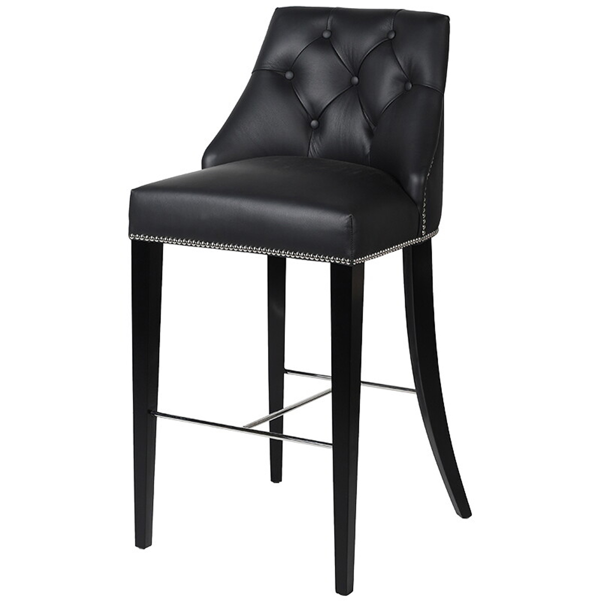 VLF001Upholstered Black Leather Bar Stool Interior Flair