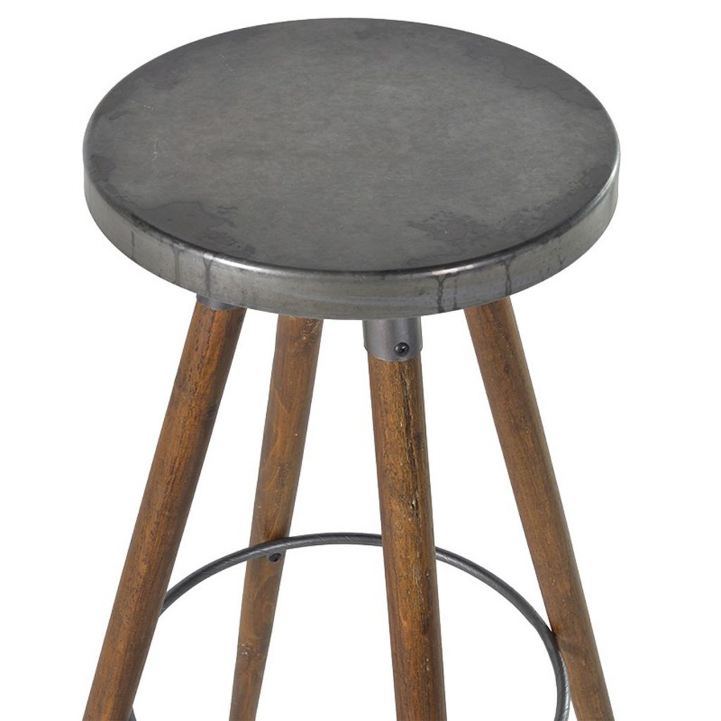 ryh126_2_Tall Round Grey Metal Wooden Bar Stool