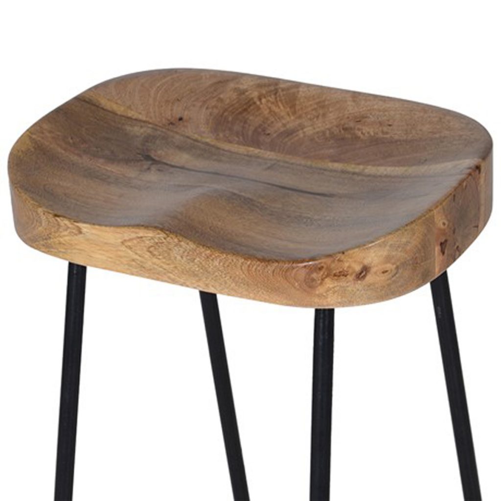 sni001_2_Sturdy Natural Wooden Grey Bar Stool