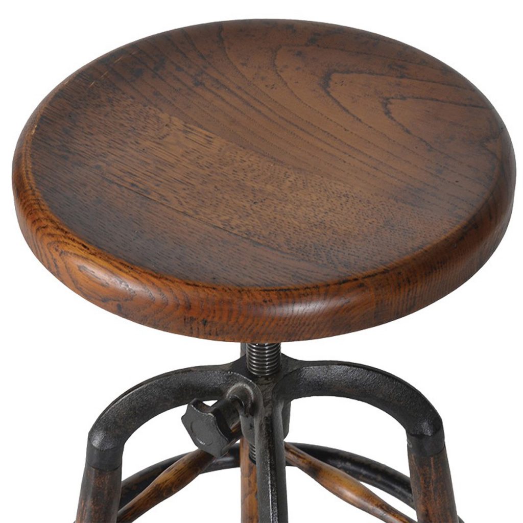 wes012_2_Adjustable Oak Round Bar Stool