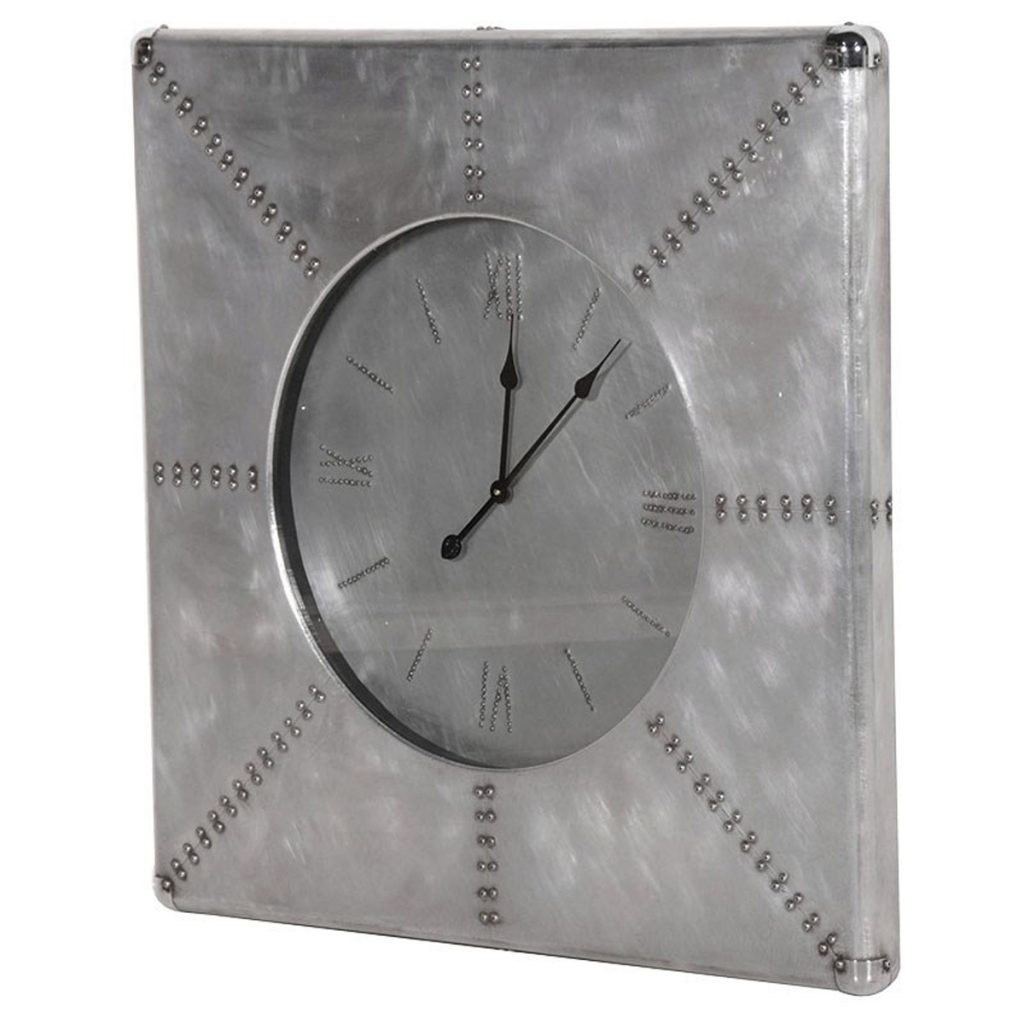 FEG007 Extra Large Brushed Aluminium Square Clock