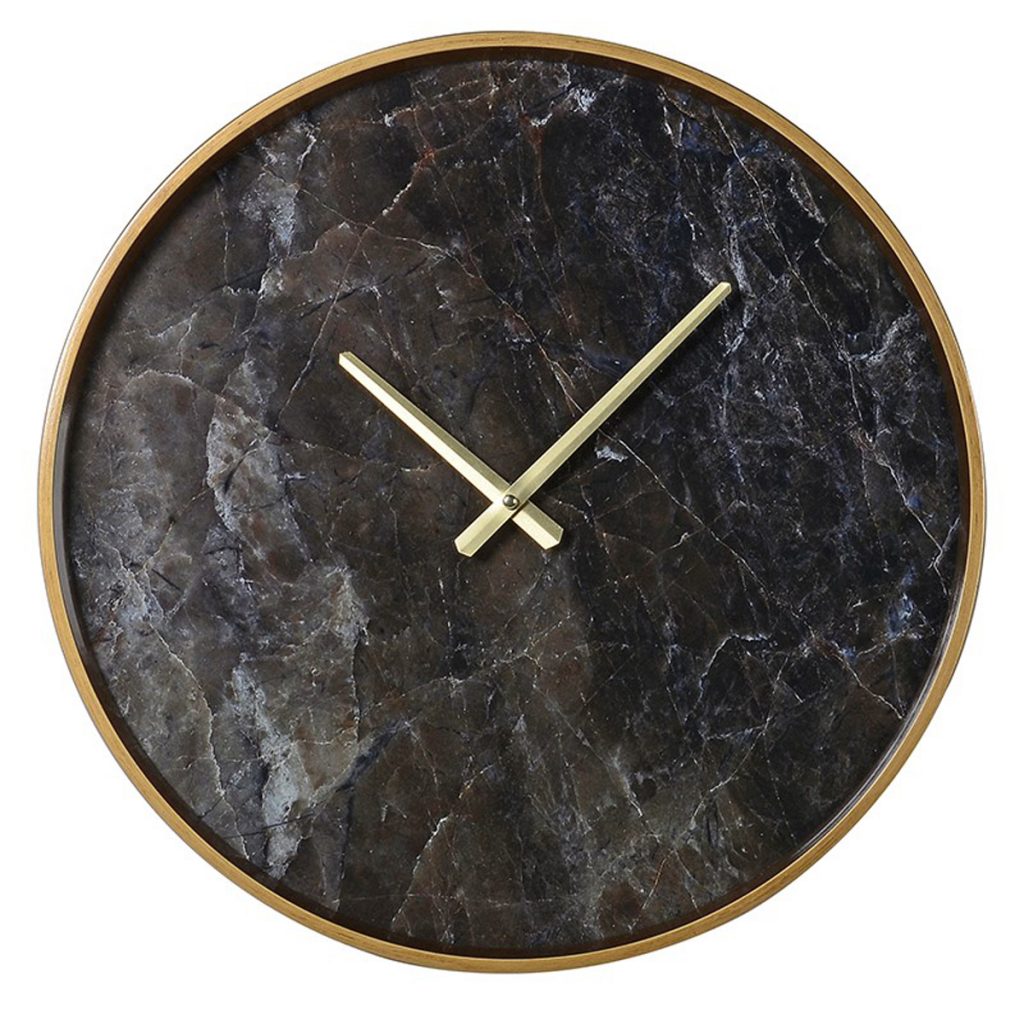 FXH017 Black Marble Effect Gold Wall Clock