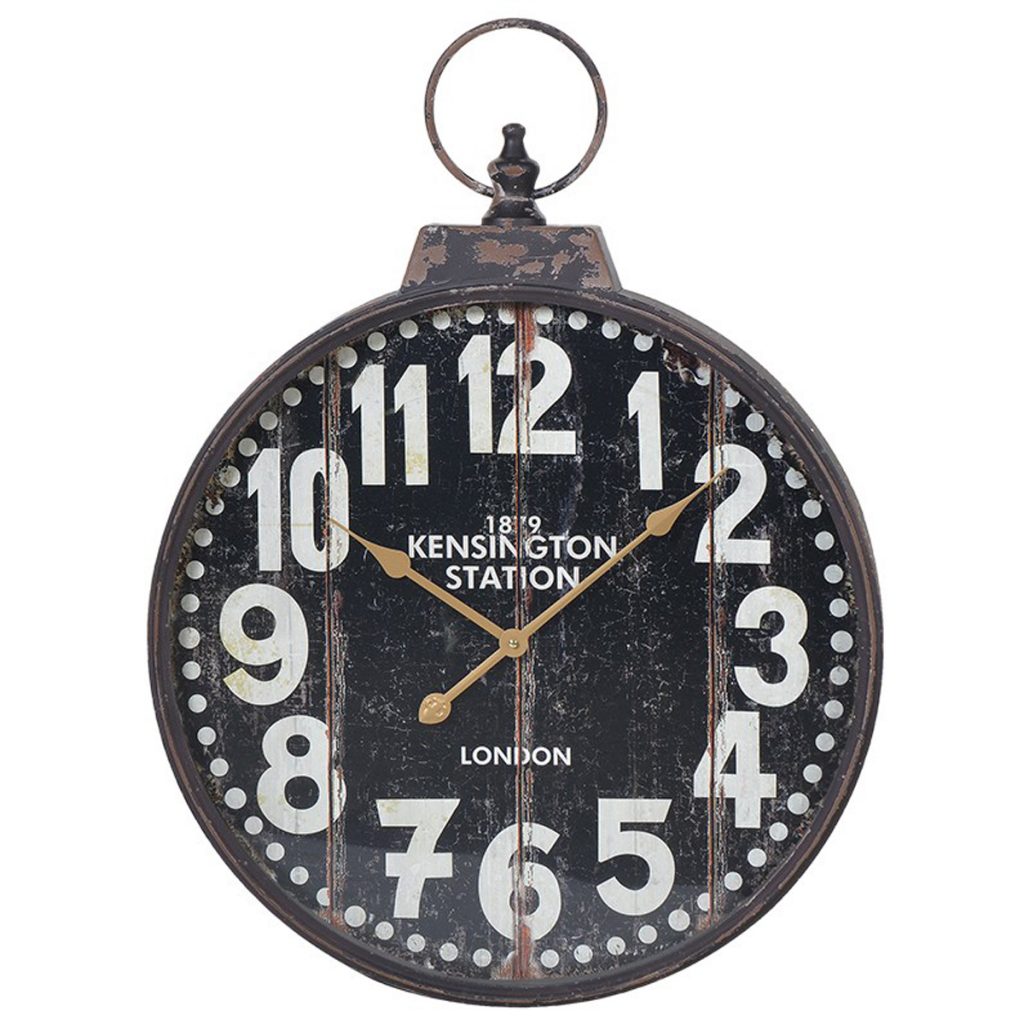 FZZ031 Large Black Pocket Watch Wall Clock