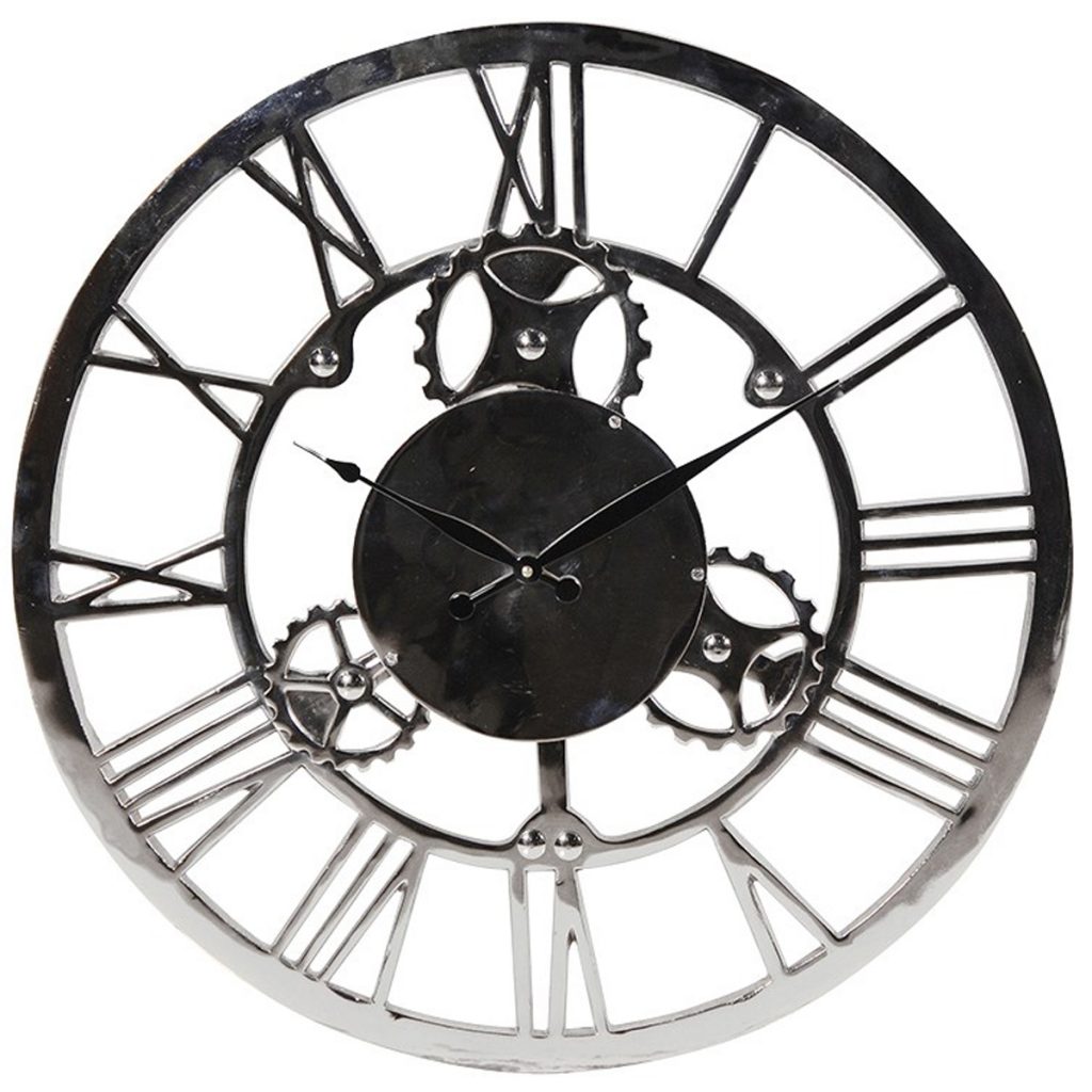 MES037 Silver Chrome Nickel Skeleton Clock