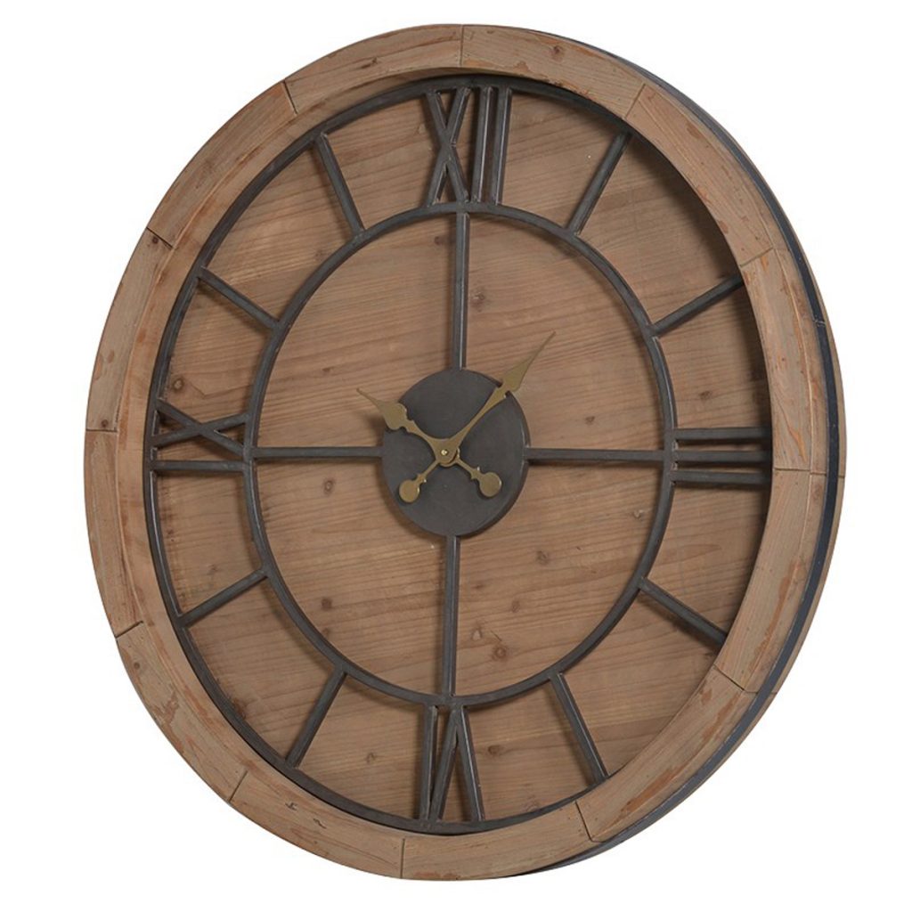 MJD008 Large Wooden Metal Wall Clock