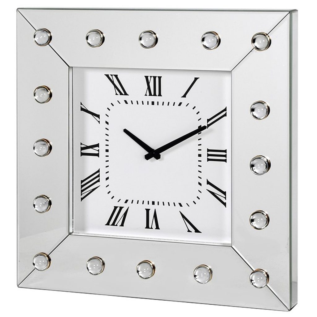 MOC052 Contemporary Jewelled Clear Square Wall Clock