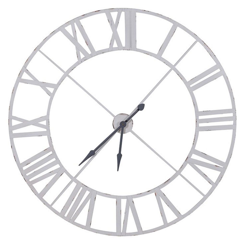 STN1068 Extra Large White Metal Outline Wall Clock