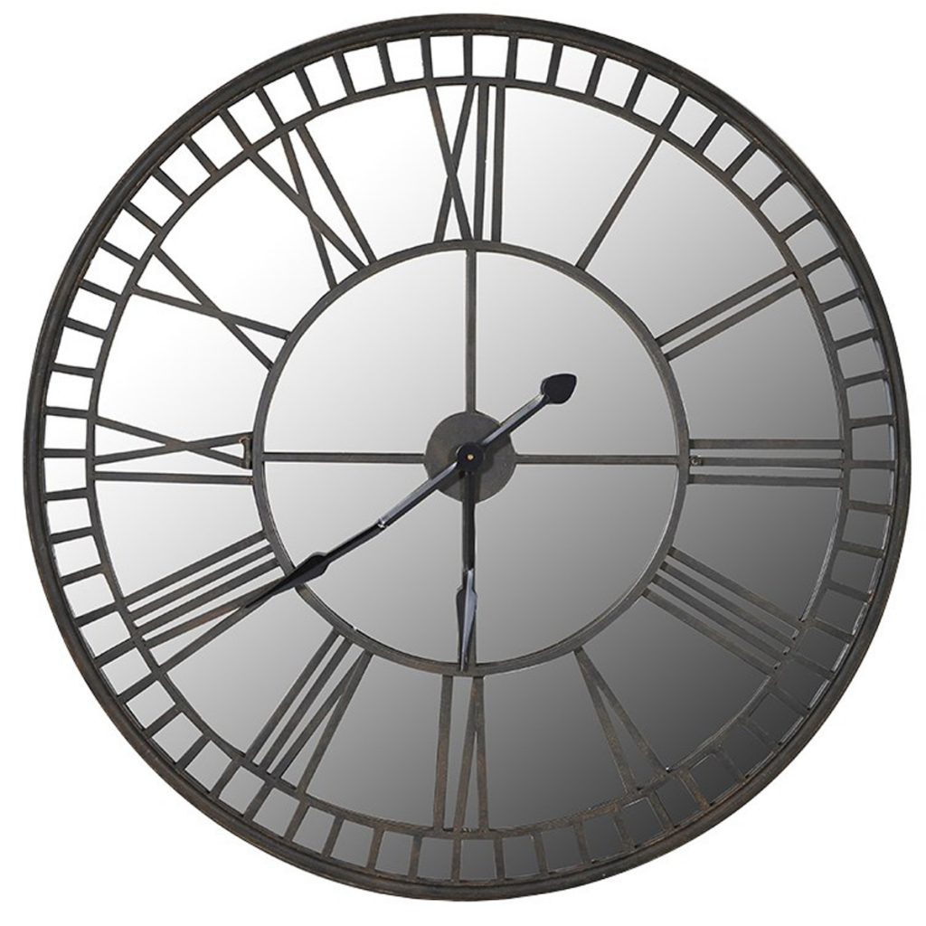 STN1099 Extra Large Mirrored Grey Wall Clock
