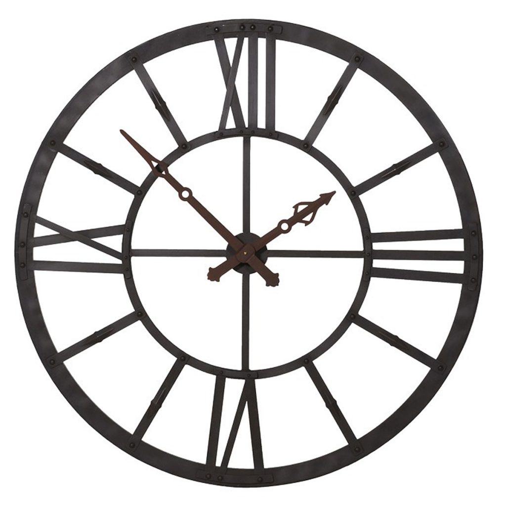 STN1184 Extra Large Distressed Metal Grey Clock