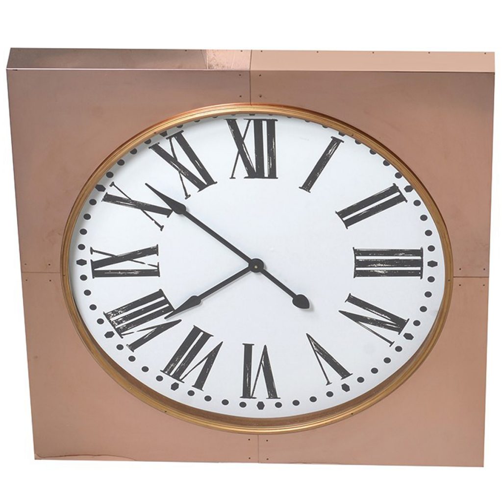 STN1228 Extra Large Copper Frame Square Clock