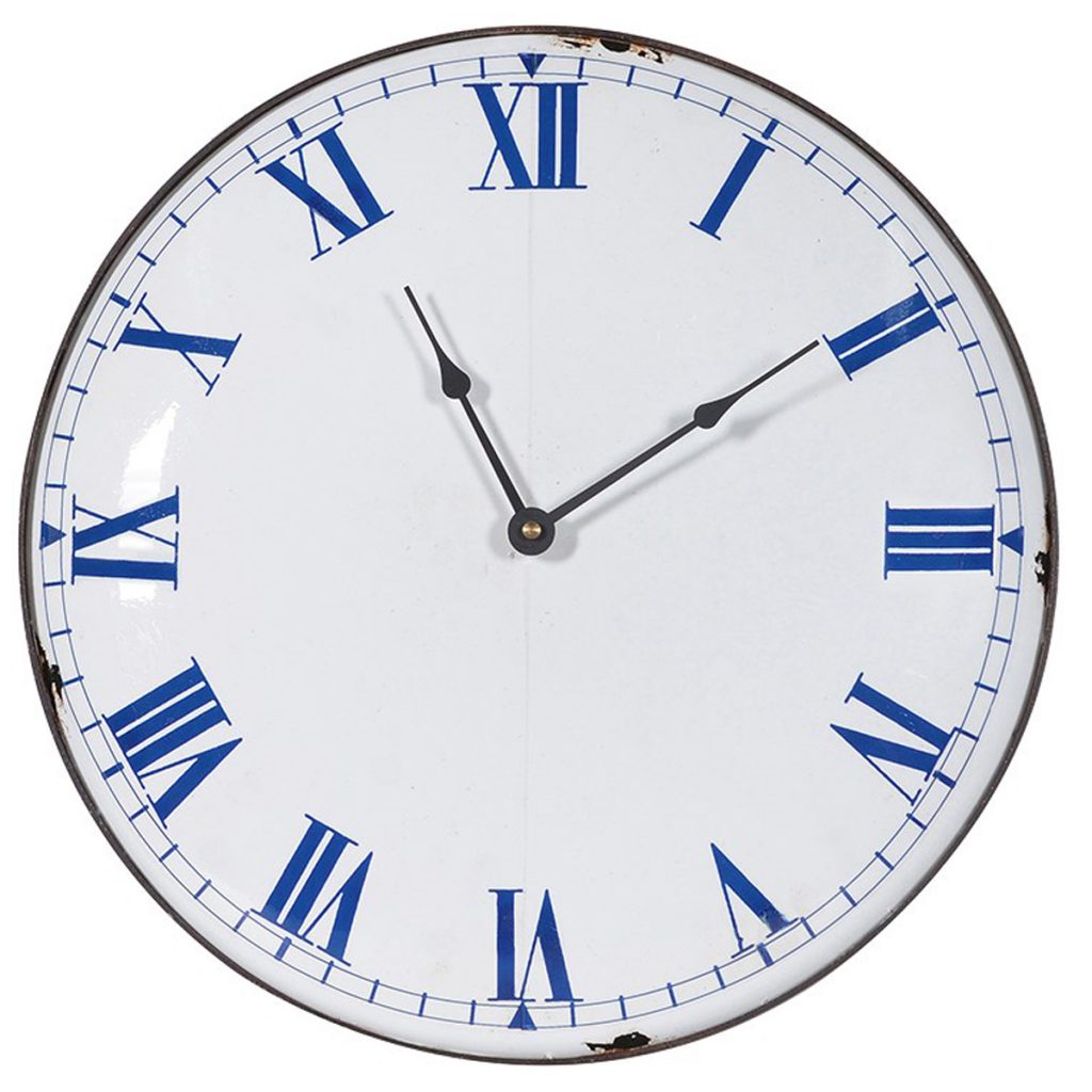 STN1242 Antique Vintage Style Blue White Clock