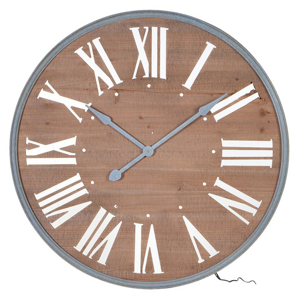 STN1302 Brown Wooden Light Round Wall Clock