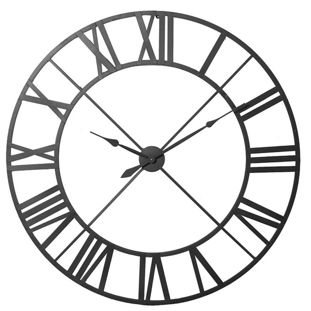 STN985 Extra Large Black Metal Outline Clock