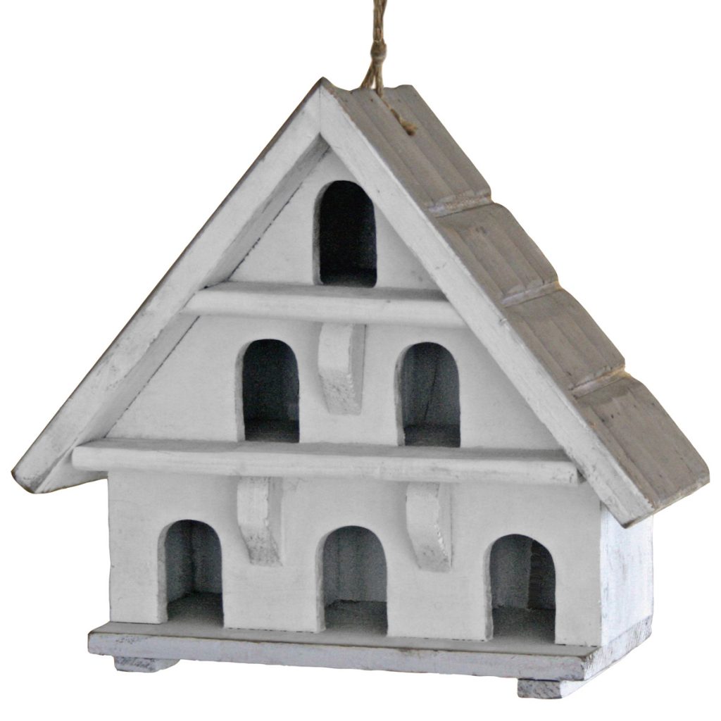 1177 Vintage White Grey Dovecote Bird House