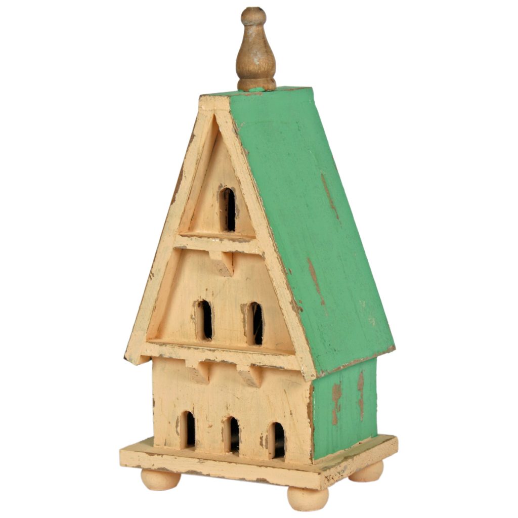 1270 Vintage Cream Green Bird House