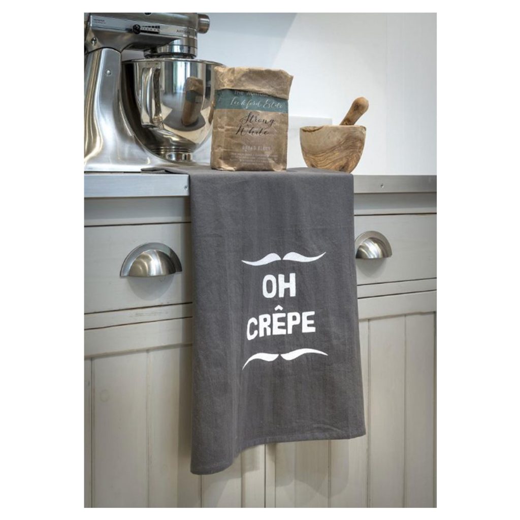 16SS37 a Oh Crepe Grey White Tea Towel