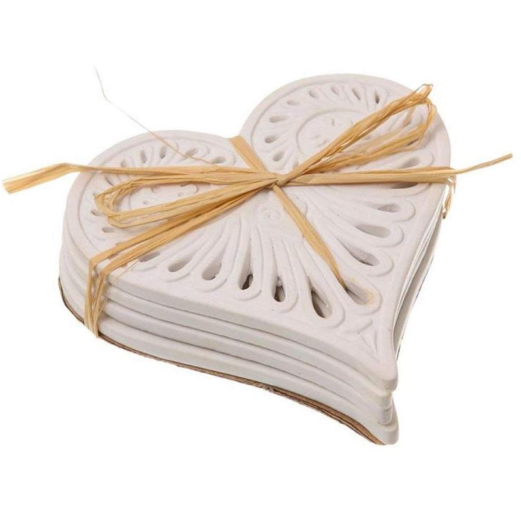 20625 Vintage Style Heart White Coasters