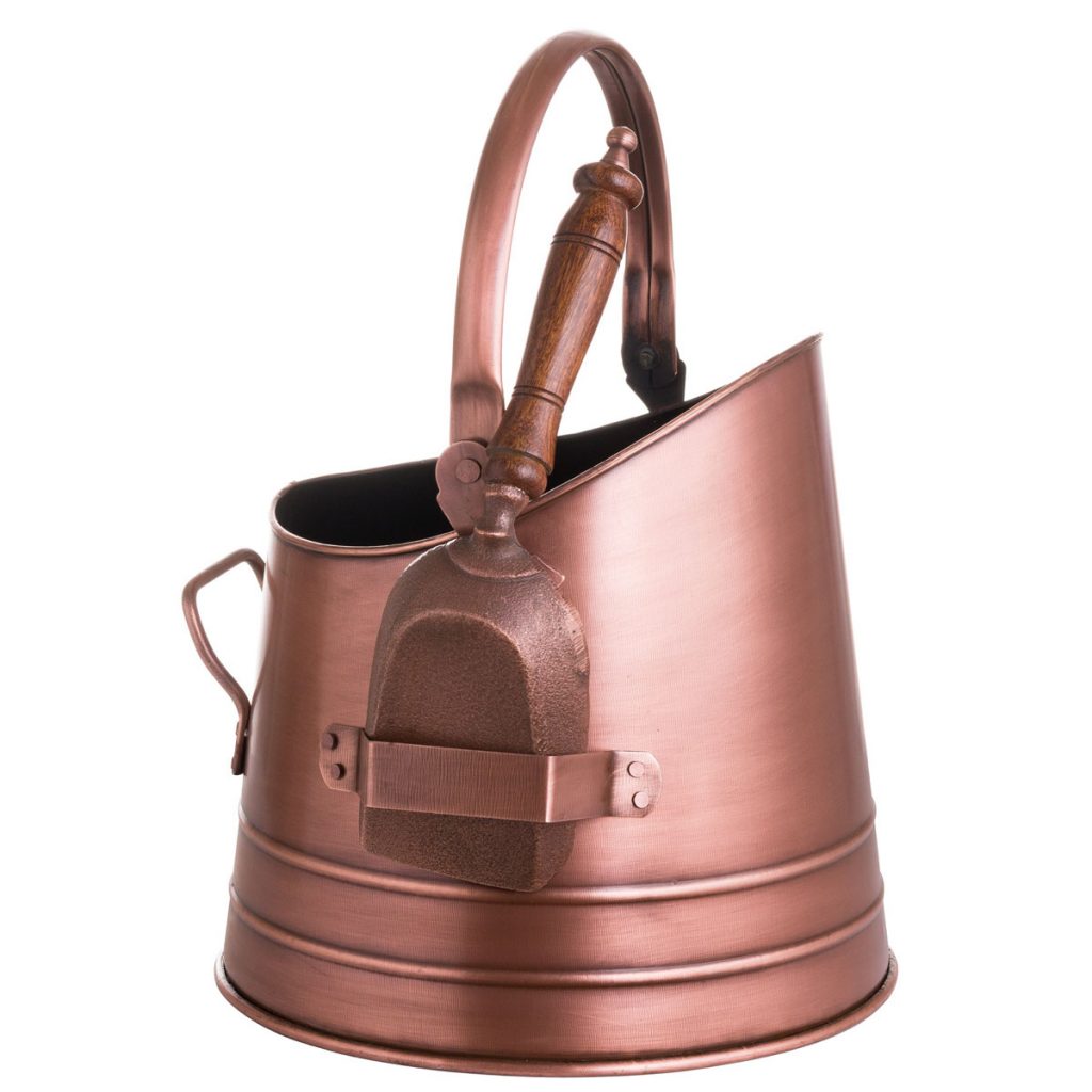 20055 Copper Fireplace Coal Scuttle with Shovel