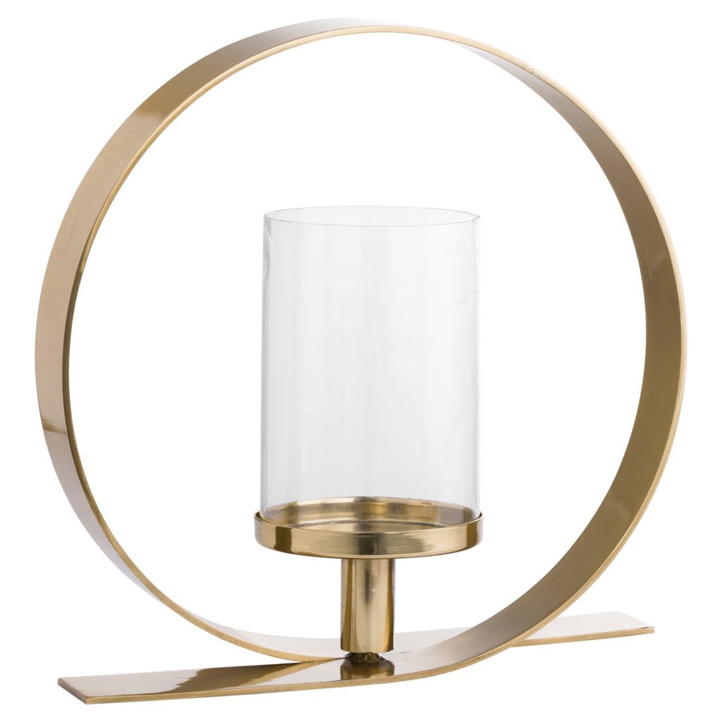 20070-a Gold Metal Loop Candle Holder