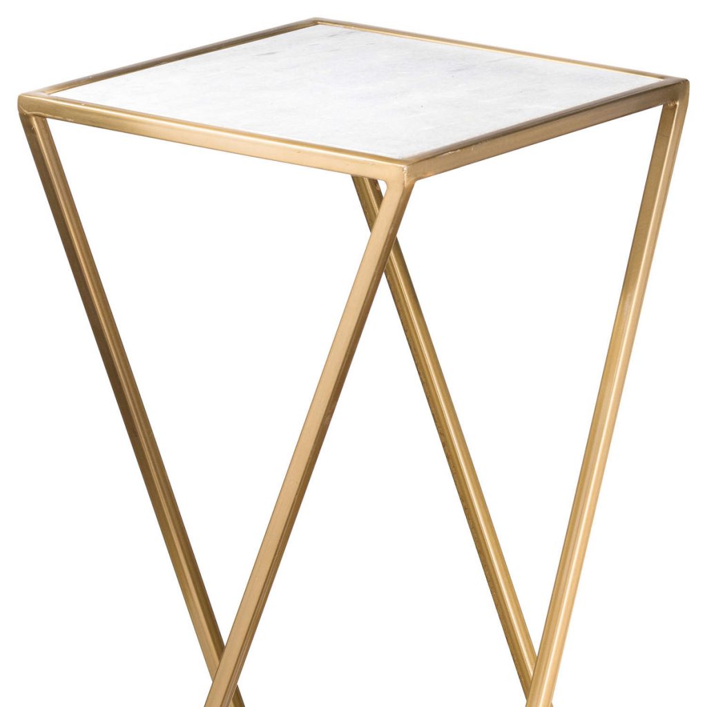 20373- a Gold Brass Framed Marble Top Side Table