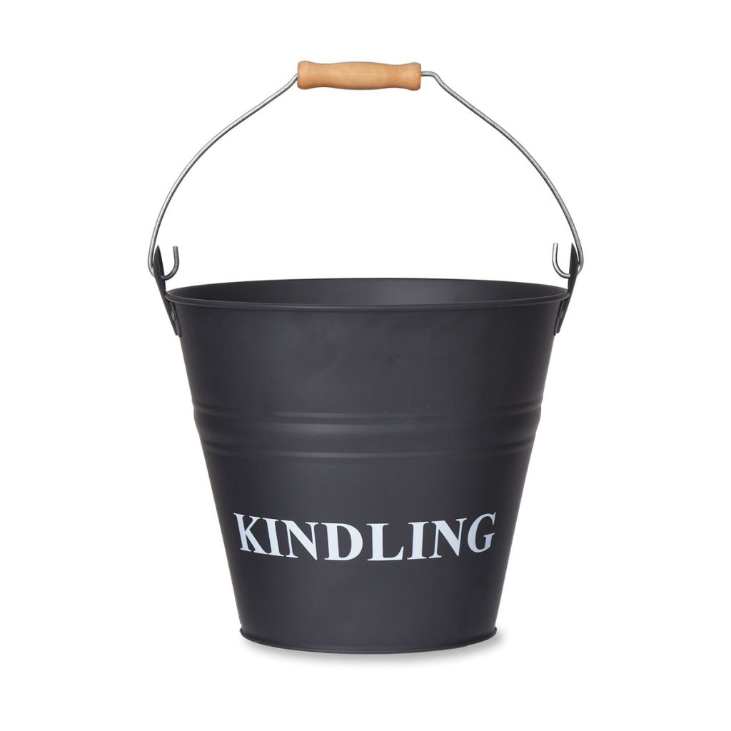 BUCN02_b Grey Fireplace Kindling Bucket with Lid