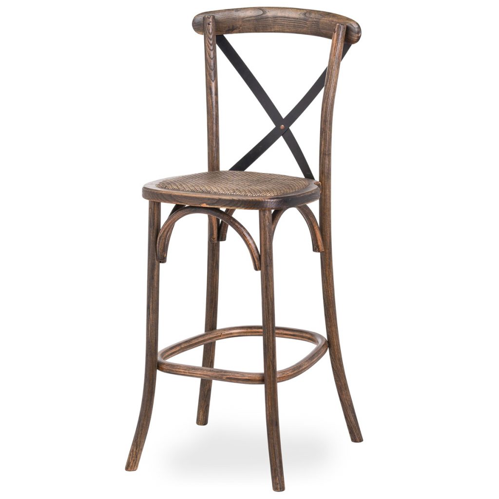 20572 Brown Oak Cross Back Bar Stool