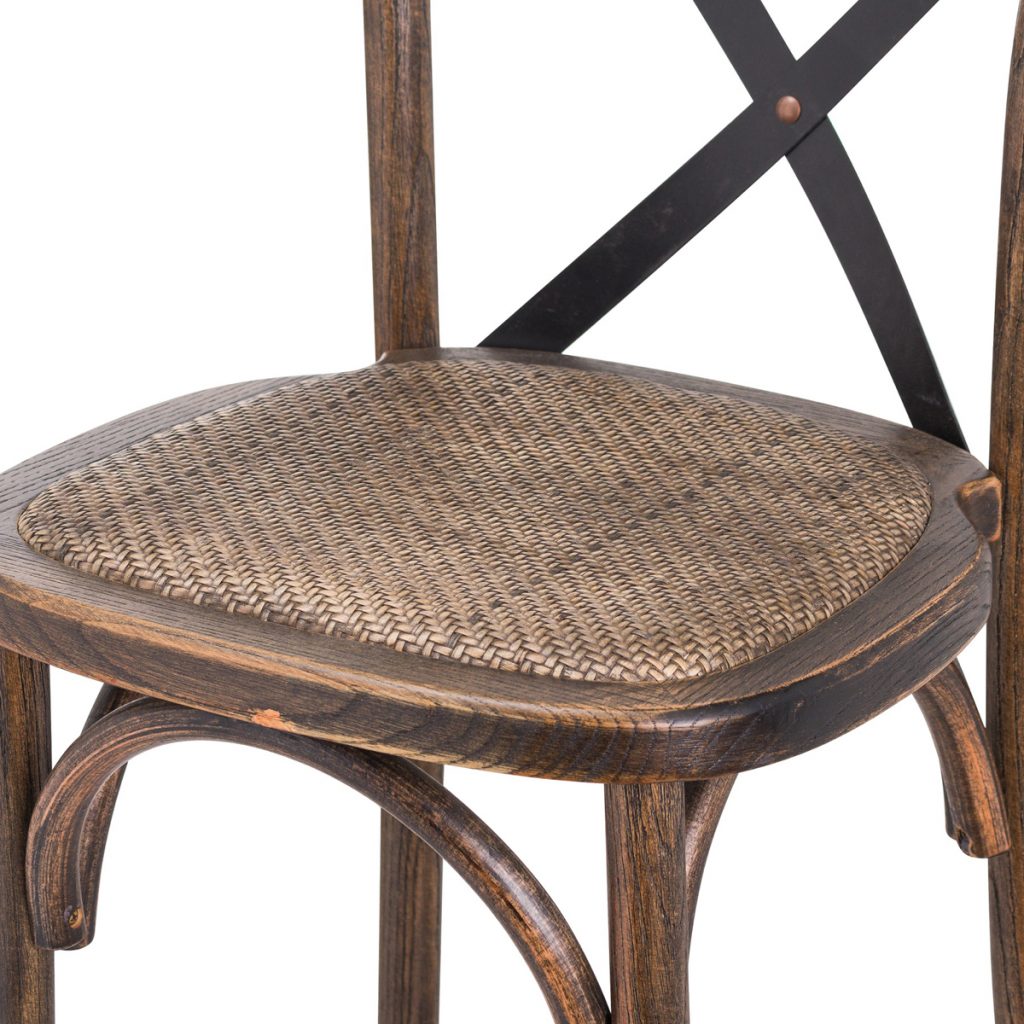 20572-a Brown Oak Cross Back Bar Stool